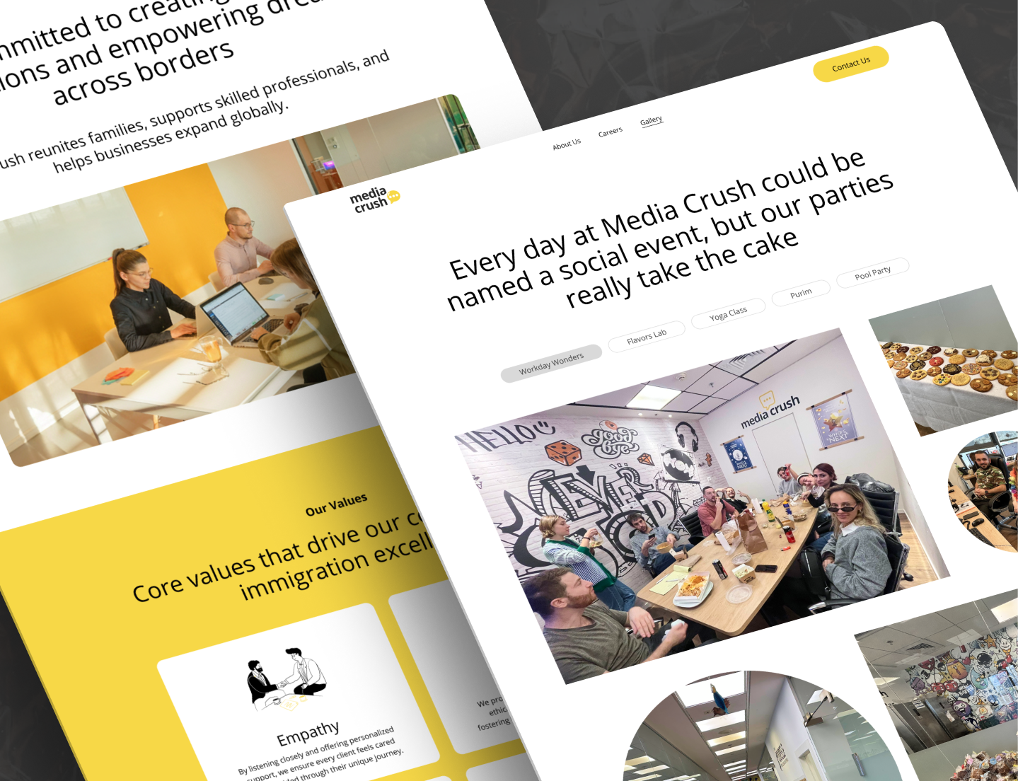 Dashboard mockup of Media Crash